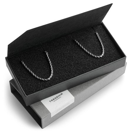 X-Large | 2 mm Silver-tone Rope Chain Bracelet & Necklace Gift Box miehille - Lahjalaatikot