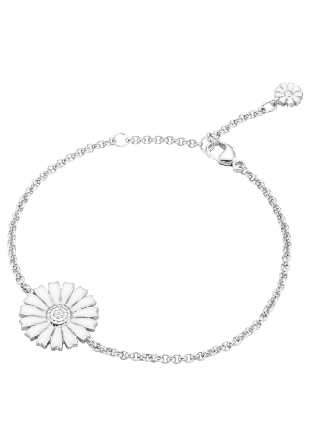 Georg Jensen DAISY ARMBAND 18.5CM RH SILVER MED VIT EMALJ KAN KORTAS GENOM ATT ANV ÖGLORNA Dam ONESIZE