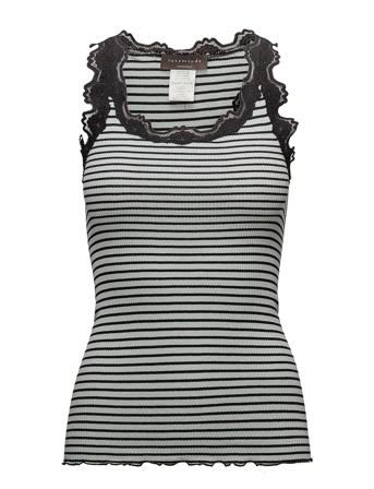 Silk Top W/ Lace T-shirts & Tops Sleeveless Musta Rosemunde