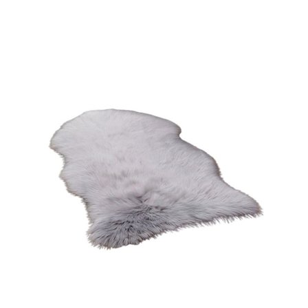 Fårskinnsmatta, fuskpäls, oregelbunden form (grå, 60 x 90 cm)
