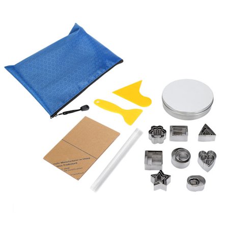 28-osainen savenleikkausmuotti, ruostumaton teräs, ontto geometrinen muoto, kuvioleikkuri, savikaavin, työkalusarja