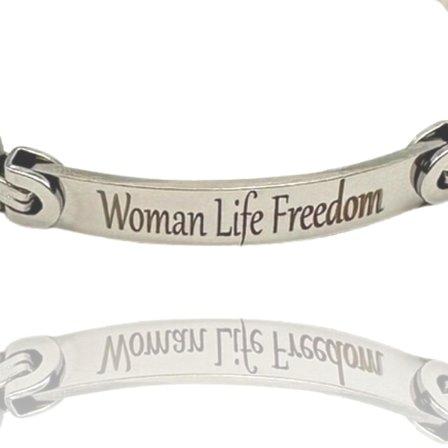 Bracelet stainless steel ''woman life freedom'' for men adjustable