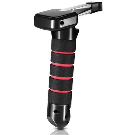 3-i-1 Køretøj Støttehåndtag, Ind- og Udgangshjælp til Bil, Multifunktionel Bil Ind- og Udgangshjælp, Bilbar, Rudeknuser, Sikkerhedsselekniv - Rød