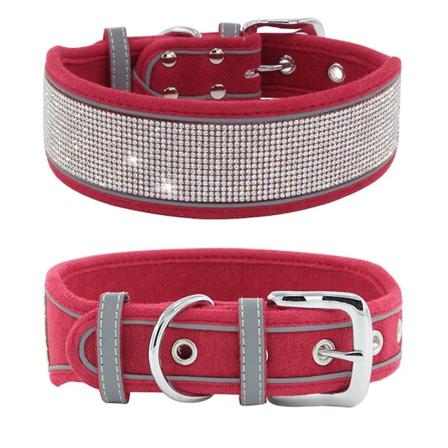 Bling hundehalsbånd for store hunder - 2 tommers brede rhinestones for jenter,