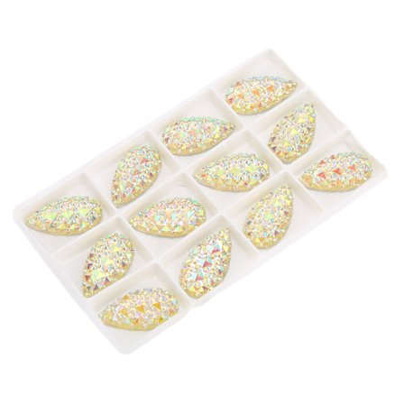 12 kpl ommeltavia kaksinkertaisia reikäkristalleja, kirkkaita lasi-AB-timantteja vaatteisiin, mekkoihin ja käsitöihin