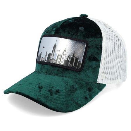 Calza Pennello - Grün Trucker Cap - New York Silver Patch Velvet Green/Ivory A-Frame Trucker @ Hatstore