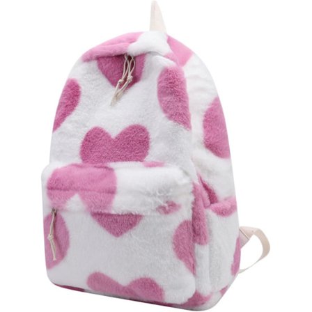 Fuskepels ryggsekk fluffy søt ryggsekk furry plysj ryggsekk sherpa ryggsekk for jenter kvinner skole fuzzy