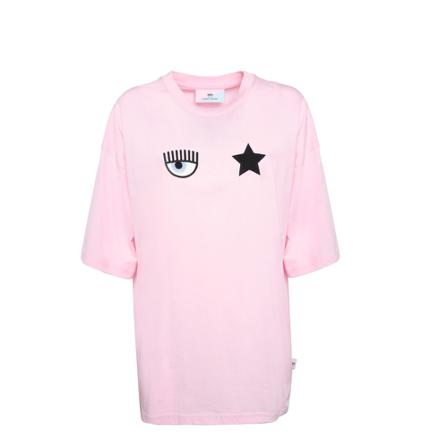 Chiara Ferragni Collection, Jersey T-Shirt With Eyestar Print Różowy, Kobieta, Rozmiar: XS