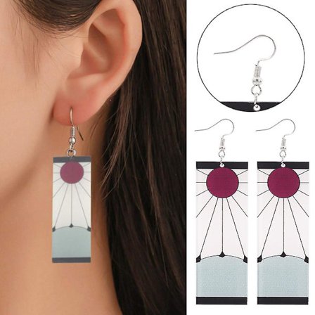 Demon Slayer Tanjirou & Hanafuda Drop Lange Øreringe Kimetsu No Yaiba Cosplay Øreringe Anime Tilbehør Gaver [GGL]