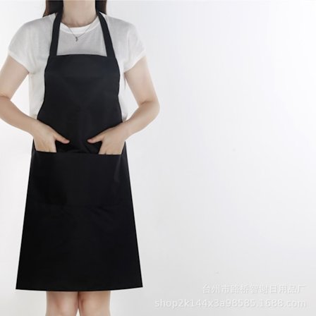 4-pak kokkeforklæder, sort forklæde med 2 lommer