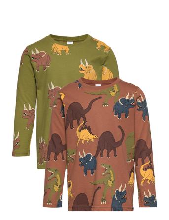 Top Ls 2 Pack Dino Aop Langærmet T-shirt Multi/mønstret Lindex