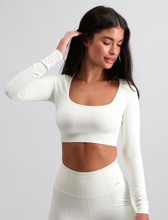 aim ́n Luxe Seamless Crop Long Sleeve - Beige - L