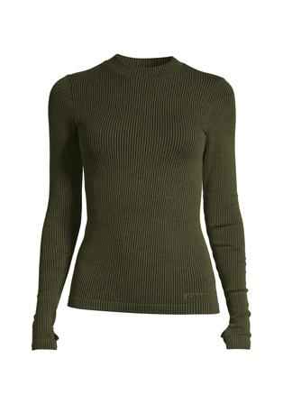Casall Wool Rib Long Sleeve Black Green L, Tøj & Bolig, Træningstøj, Træningsbluser