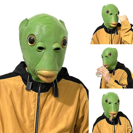 Grön Fisk Monster Mask Huvudbonader Halloween Cosplay Party Fancy Dress Up Rekvisita Presenter