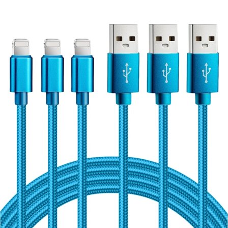3-pack högkvalitativa iPhone-laddningskablar 1,2 och 3 meter ljusblå_tfrf