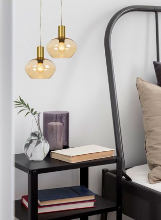 Bell vinduspendel Ø15 - matt messing/amber