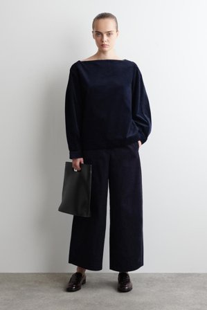 COS Frauen Cordhose Mit Barrel Bein in Blau