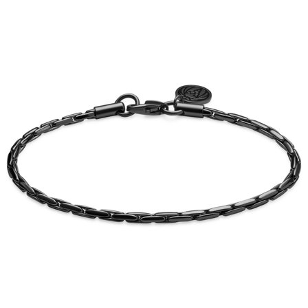Essentials | 3 mm Gunmetal Black Rectangular Box Chain Bracelet for Men - Steel bracelets