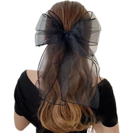 Stor Hårklips, 1 stk 30 cm Overdimensioneret Sløjfe Hårklips Streamer Mesh