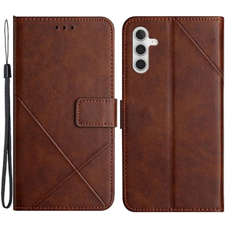 SKALO Samsung A54 5G Kohokuvioitu PU Nahka Lompakkokotelo - Tummanruskea