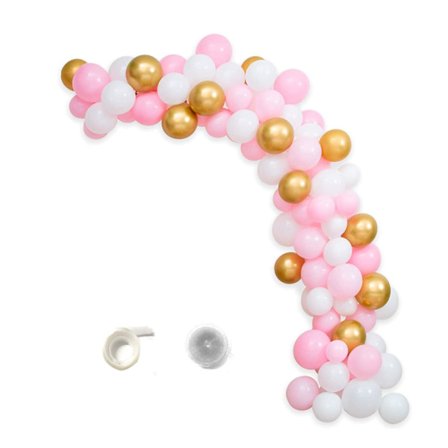 Pink & guld ballonbuesæt - 100 latexballoner til fest, børnefest, babyshower og fødselsdag