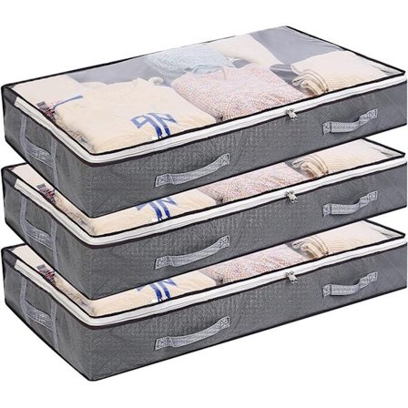 3 stk oppbevaringsposer under sengen, sammenleggbar klespose med stor kapasitet