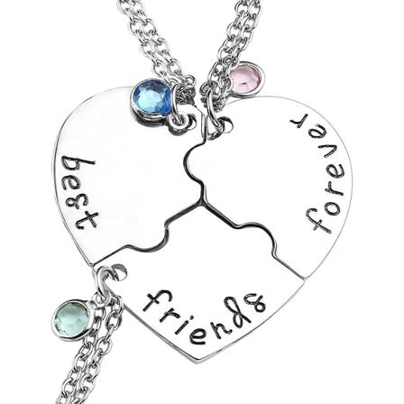 Sølvfarget legering Rhinestone Best Friends Forever And Ever Bff Halskjede Gravert Puslespill Vennskap Anheng Halskjeder Sett (sett med 3)