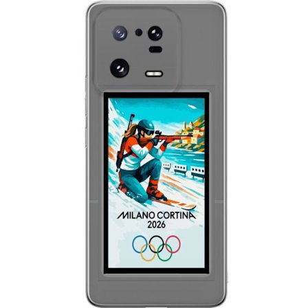 Kompatibelt Mobildeksel til Xiaomi 13 Pro Retroplakat Cortina Milano 2026 med fjell, vintersportsutøvere, italienske trikolor, Milano-katedralen og ol