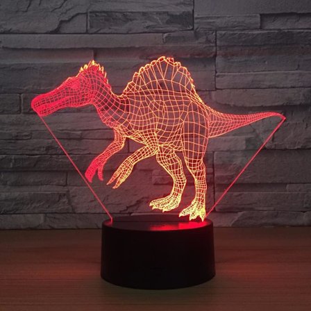 3D Dinosaur LED Bordlampe USB Dyr 3D Nattelykter 7 Farger USB 3D Illusionslys for Stue Dekorativ Atmosfærisk Lampe