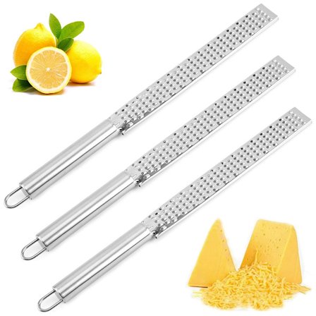 3 stk. Langskaftet Zester Manuel Rivjern Håndholdt Rustfrit Stål, Køkkenredskaber Ergonomisk Håndtag til Citron Muskatnød Chokolade Grøntsager Frugter