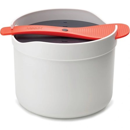 Mikrovågsugns Ris- och Spannmålskokare/Ångkokare, Tål Diskmaskin - Sten/Orange, 2 Liter