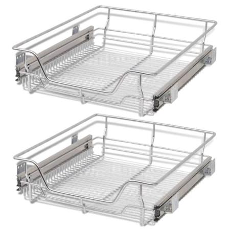Vidaxl Utdragbara Trådkorgar 2 St Silver 500 Mm Silver