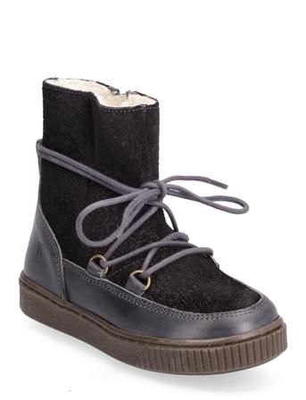 Kaya Lace Tex Bootie Vinterstøvletter Med Snøring Svart Wheat