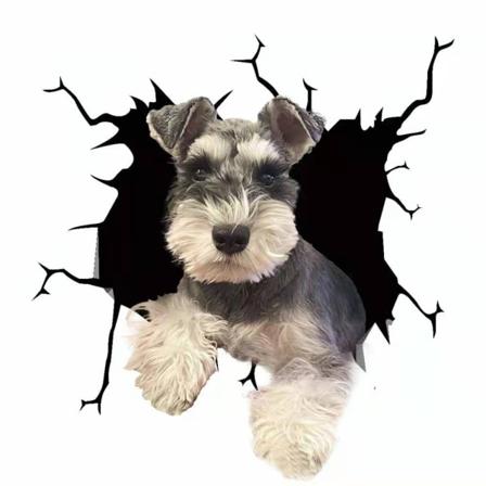 1 ark Cute Dog Crack Car Sticker 3D Funny Realistic Dyr Vandtæt PVC vinduesglas Auto Decal DIY Home Decoration
