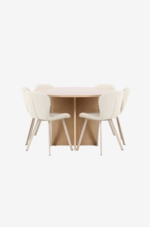 Venture Home - Matbord Strada med Lilja-stol - Beige - Matgrupp 4 personer - Från Homeroom