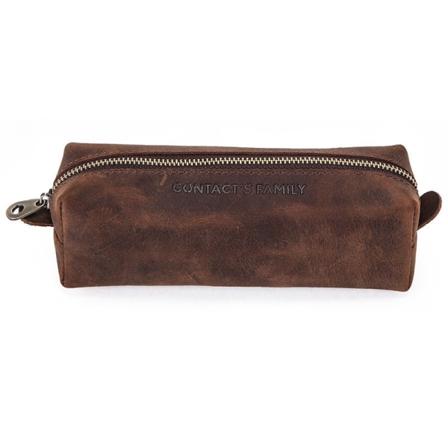 Retro enkel brun läderväska Fyrkantig dragkedja Pappersväska Case Brown