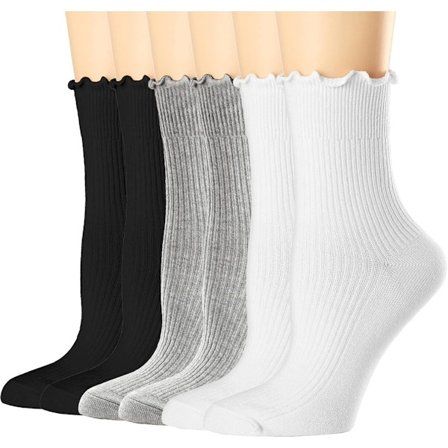 par - Sorte, grå og hvide damesokker, plisserede fritidssokker