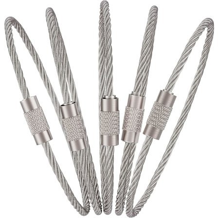 20-pack Nyckelband med Kabel, Stor Rostfritt Stål Nyckelring