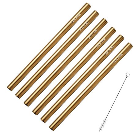 Rostfria Smoothie-sugrör, breda återanvändbara metallsuga för milkshake, smoothie, dryck, set med 6