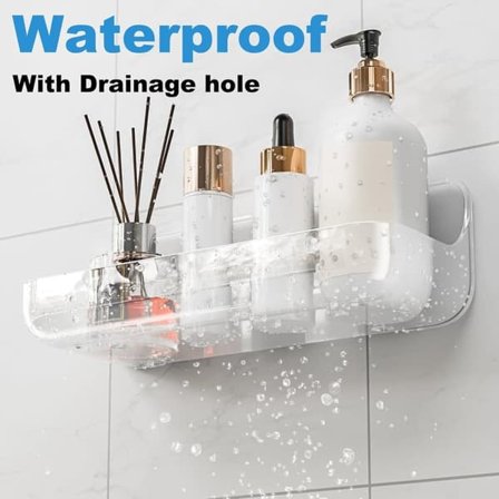 Itseliimautuva Suihkuhylly - 1 kpl Akryylinen Kylpyhuonehylly ilman Porausta | Vedenpitävä & Liukumaton Järjestäjä Shampoolle, Hoitoaineelle & 