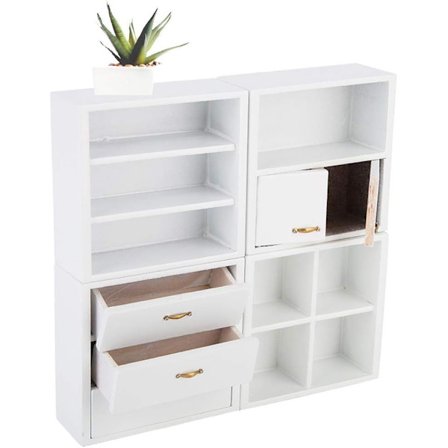 1:12 Skala Dukkehuss Tilbehør Træskab Møbler Stue