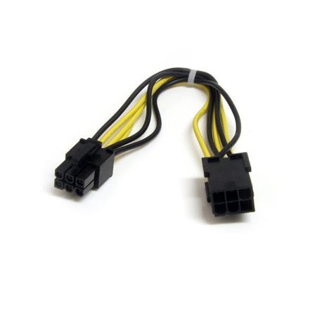StarTech 8in 6 pin PCI Express Power Extension Cable - Strømforlengelseskabel - 6-pins PCIe-strøm (hann) til 6-pins PCIe-strøm (hunn) - 20 cm - svart