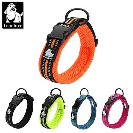 Truelove Justerbart Mesh Vadderat Hundhalsband 3M Reflex Nylon Hundhalsband Slitstarkt Kraftigt för alla raser alla väder 8 storlekar