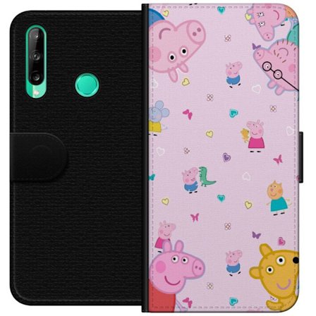 Kompatibelt Lommeboketui til Huawei P40 lite E Peppa Gris med en baby i armene, mamma gris motiv i fargerik og myk barneillustrasjon med hjerter