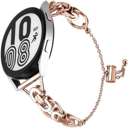 Pärldekorerat klockarmband i rostfritt stål med skarvar för Samsung Galaxy Watch 4 - Roséguld