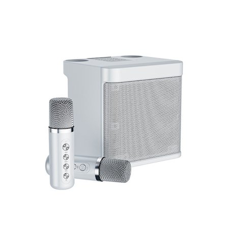 Karaokelaite aikuisille/lapsille, 2 langatonta mikrofonia, HD-äänen laululaite tukee TF/ USB, AUX