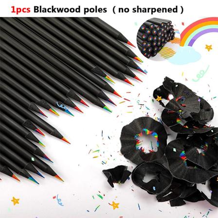 Regnbågsfärgade pennor för barn, koncentriska gradientkritor, konstmålning, rittillbehör, 1-12 st/set, 7 färger, Kawaii 1pcs Blackwood poles