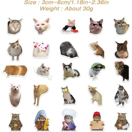 /#/50 kpl hauskoja meemikissatarroja lapsille, teini-ikäisille tytöille, kannettavalle tietokoneelle, vesipullolle/#/