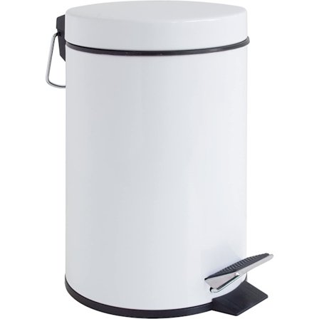 3L Pedal Bin, Metall, Vit, 22,5 x 17 x 26 cm