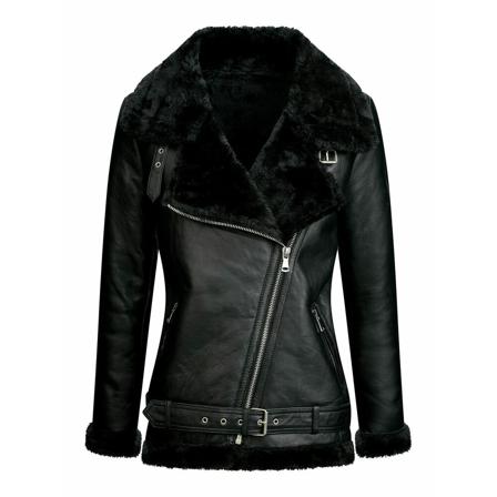 Chinco Faux Fur & Shearling Jakke Sort, Dame